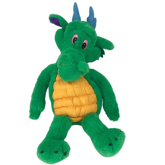 LIBERTY TOY ~ LARGE 24"+ GREEN YELLO PLUSH DRAGON 1998 - Picture 1 of 6